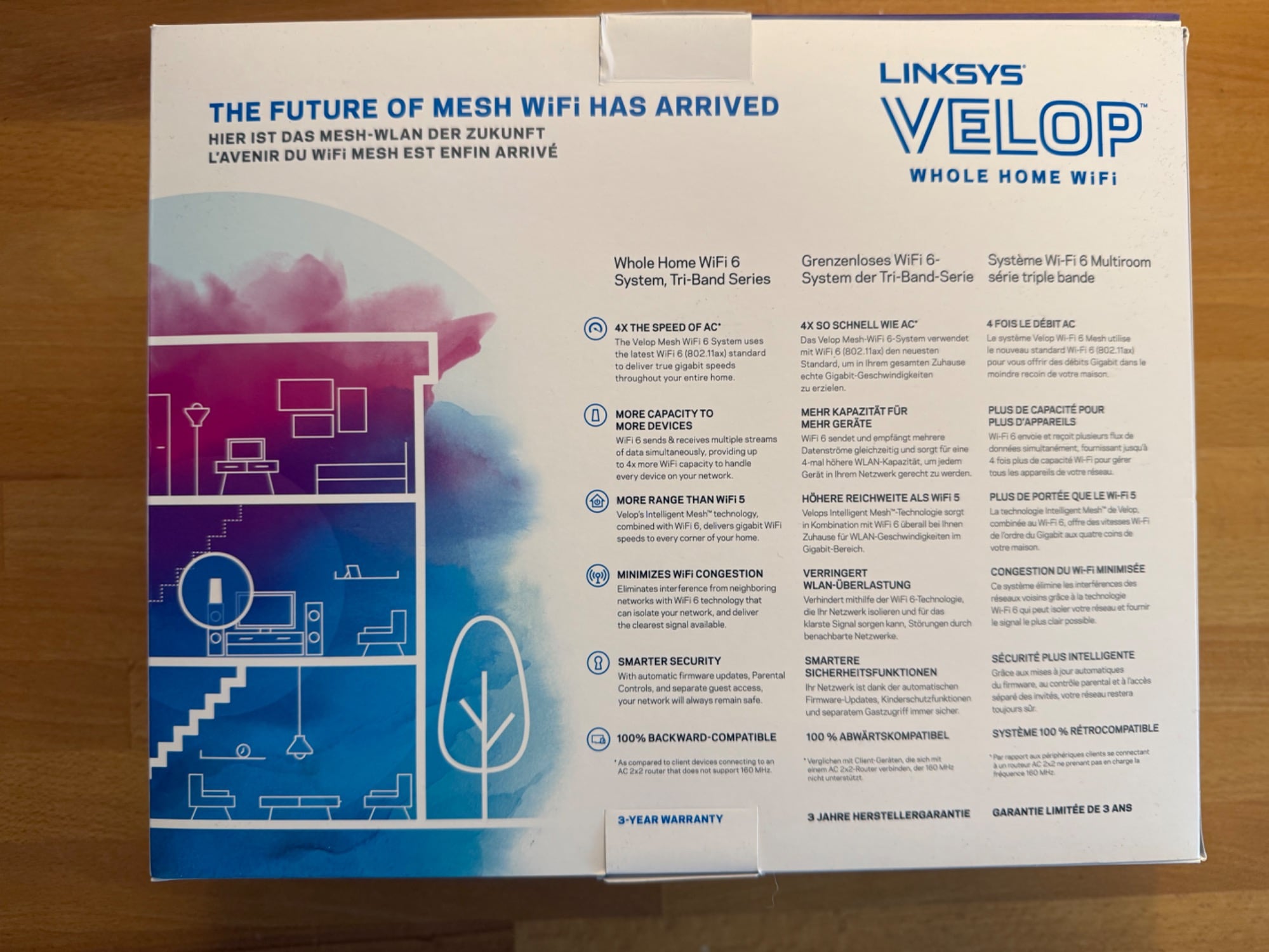 Produktbild Linksys Velop WiFi 6 AX5300 Mesh-WLAN Tri-Band-System 1er-Pack (MX5300)