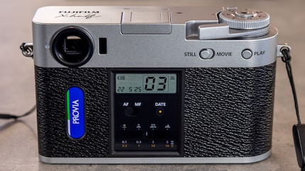 In film camera mode, the screen only shows what you would see on an analogue camera.