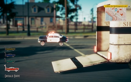 Die Polizei schickt ausnahmsweise ebenfalls kleine Miniautos, um mich aufzuhalten.