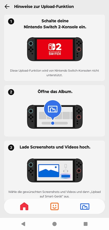 The simplified upload of images to the smartphone is only possible for the Switch 2.
