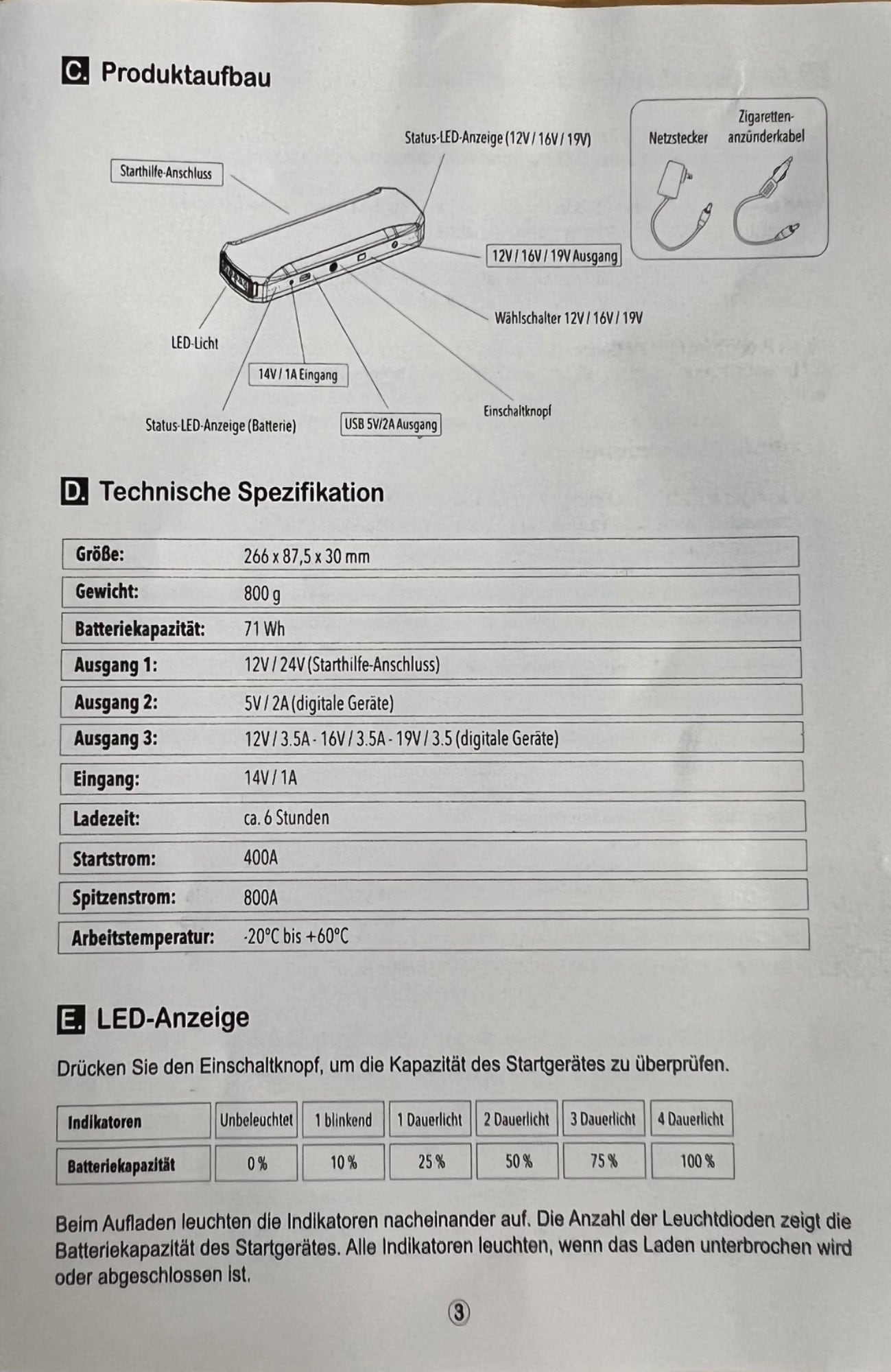 Immagine prodotto Autostarter Voltmaster 12+24V (850 A, 20000 mAh)