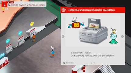 Beim Thema Speicher schweift das Game aus und zeigt, wie auf dem SNES erstmals herunterladbare Inhalte angeboten wurden.