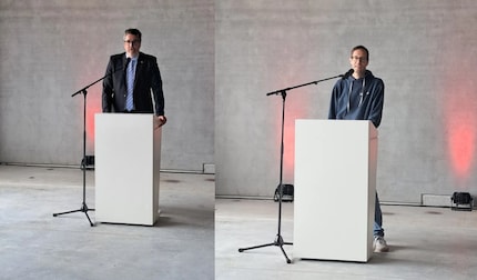 A sinistra: il sindaco di Neuenburg Jens Fondy-Langela, a destra il COO di Galaxus Michael Stolle.