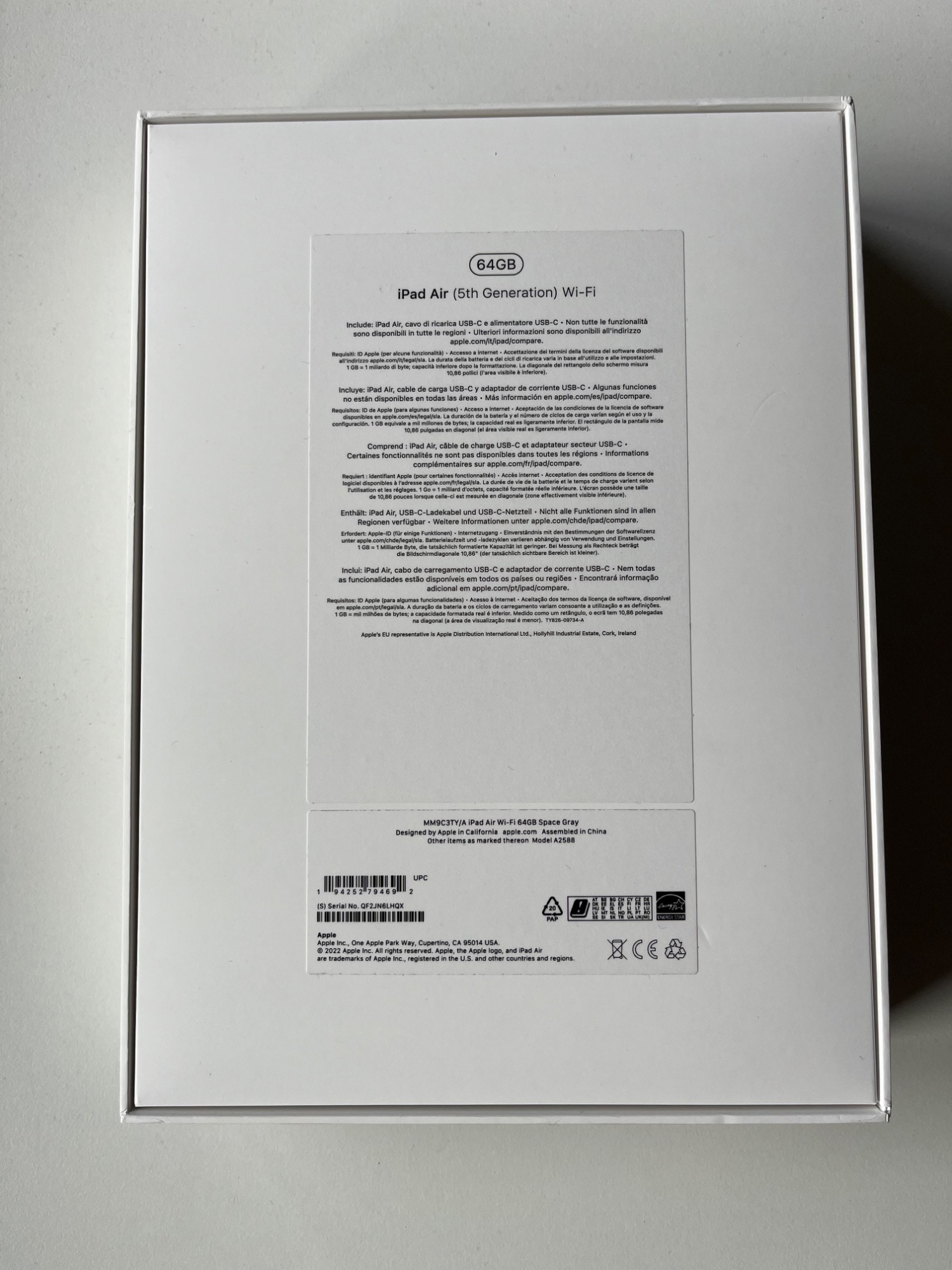Image du produit Apple iPad Air 2022 (5. Gen) (WLAN uniquement, 10.90", 64 Go, Space grey)