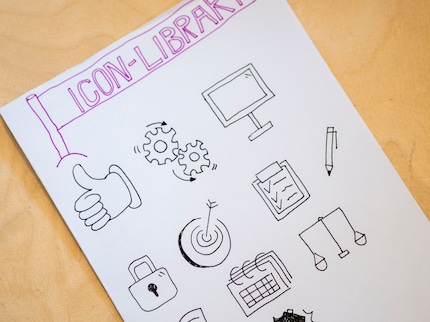 Aus allen Vorlagen lege ich mir eine persönliche «Icon-Bibliothek» an, mit den wichtigsten Symbolen meines Alltags.
