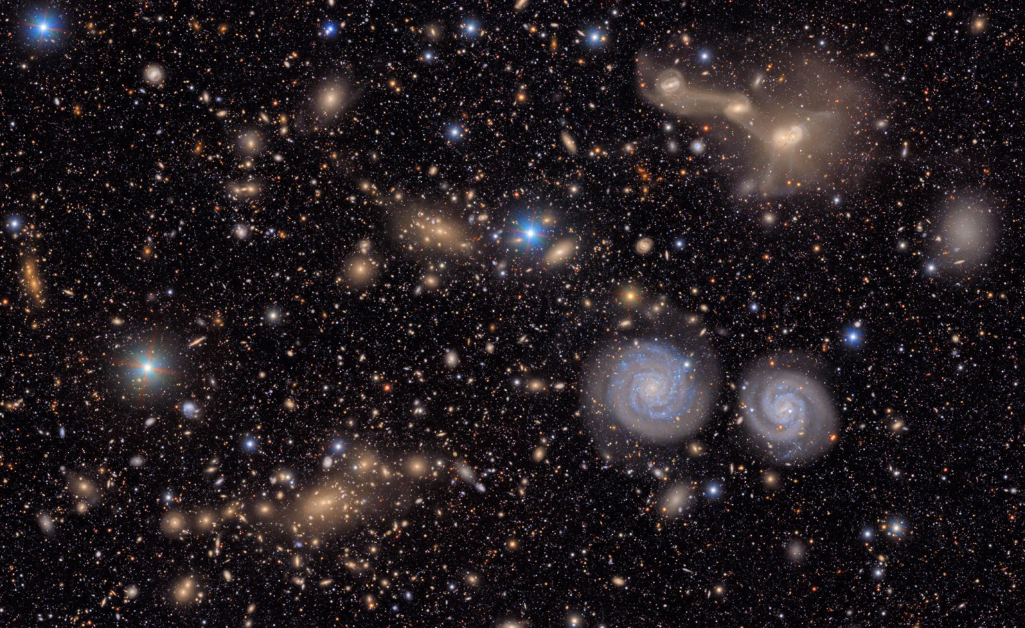 A section of the Virgo galaxy cluster.