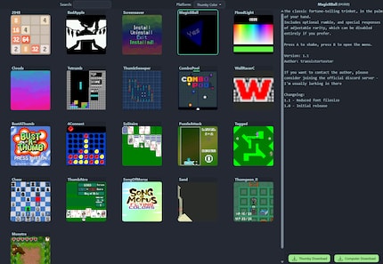 Alle offiziell erhältlichen farbigen Spiele und Demos für den Thumby Color. Sämtliche Monochrom-Games der Vorgänger-Konsole sind ebenso kompatibel.