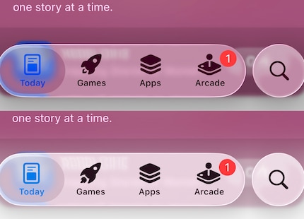 In beta 3 (below), elements are less transparent than in beta 2 (above)