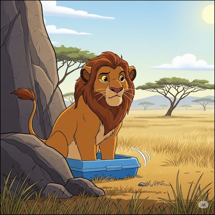Auch Simba muss mal; was hast du denn gedacht?