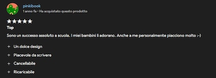 Una recensione positiva riassume magnificamente i vantaggi delle penne Legami.
