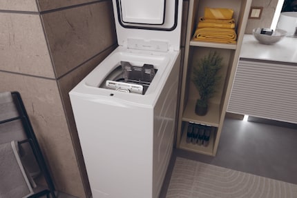 If space in the bathroom is limited, the use of a top loader is a good idea.