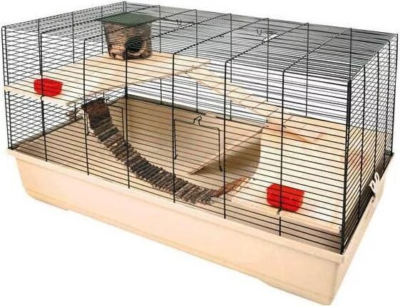 Kerbl Cage pour petits animaux Gabbia 100x53x55 cm Taupe et rouge