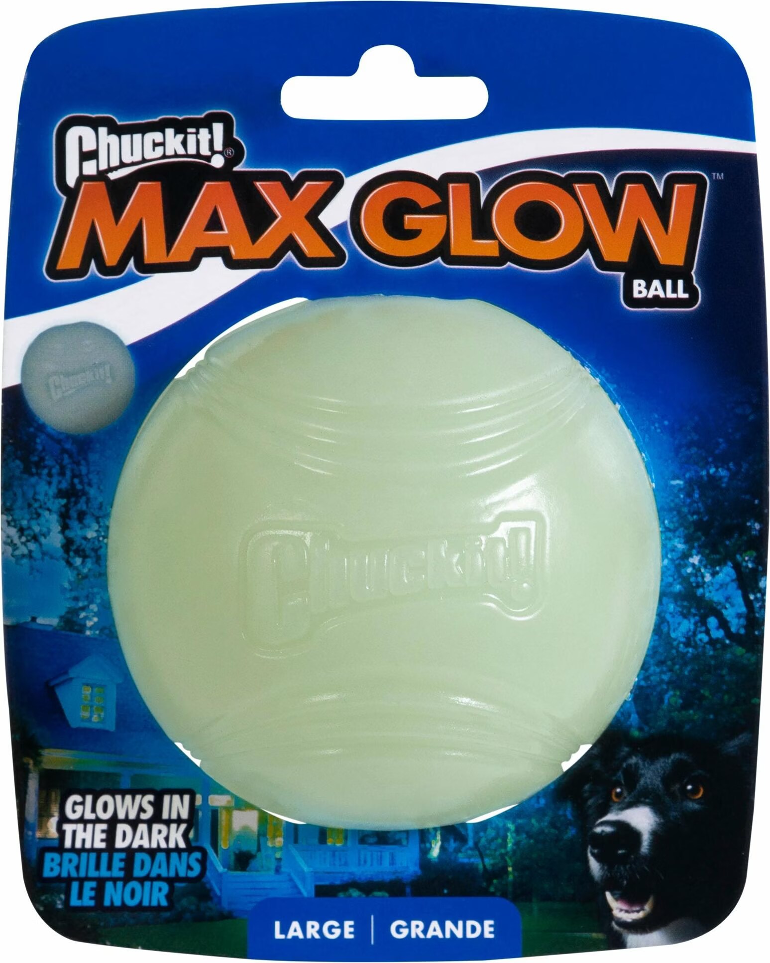 Chuckit! CHUCKIT MAX GLOW balle fetch lumineuse 7 6 cm de diamtre taille L Blanc (Jouets pour chat), Jouets pour chien