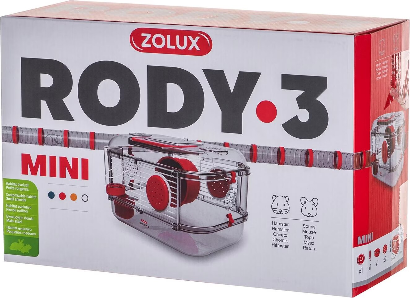 Zolux - Cage pour petit rongeur Rody 3 mini rouge grenadine