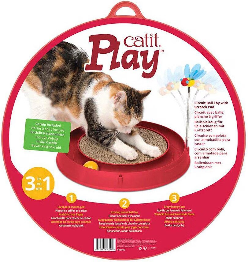 CAT IT Cuircuit 3 en 1 avec balle et planche a griffer - O 36 cm - Rouge - Pour chat