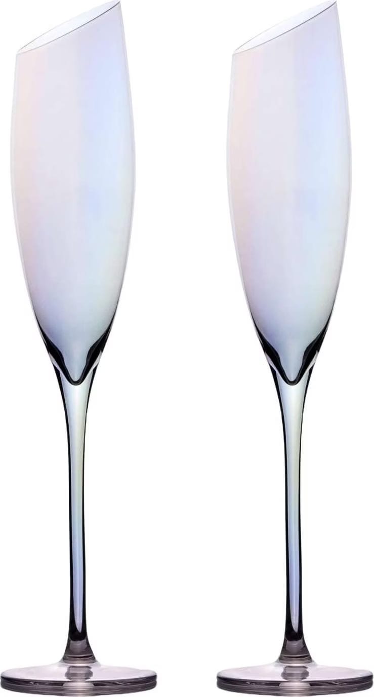 INTIRILIFE 2x Martini Gläser Mit Regenbogen Schimmer - 140ml Wellenform Design