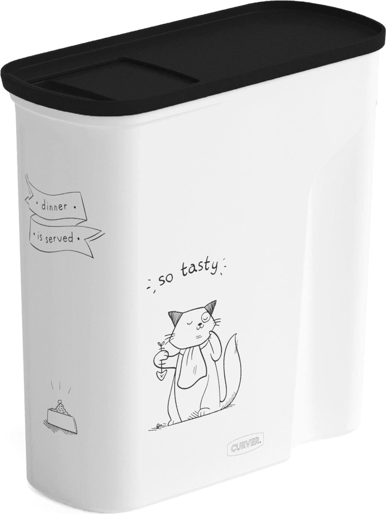 Comparer les prix de Verseuse à croquettes chat 6 litres blanc / noir – Curver