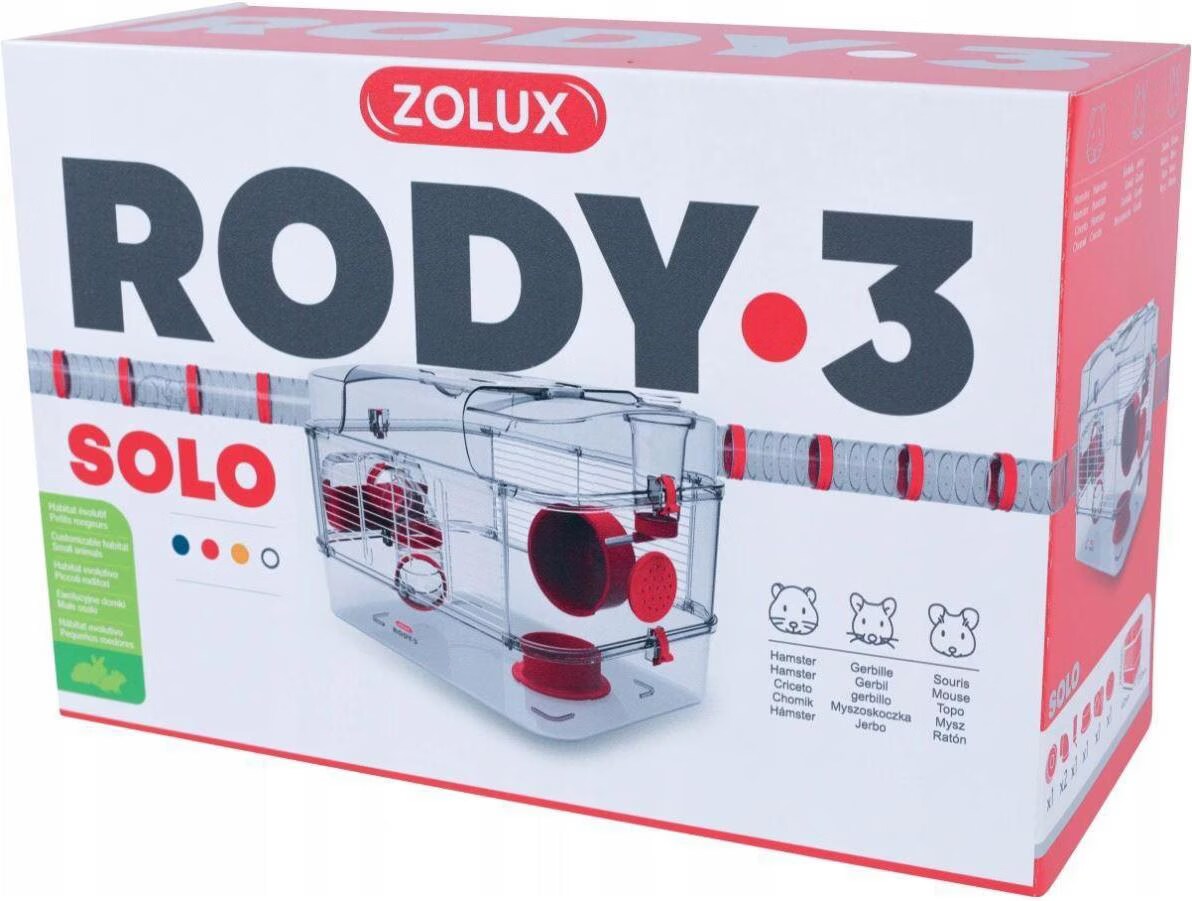 Zolux cage RODY3 SOLO, red, Cage + enclos