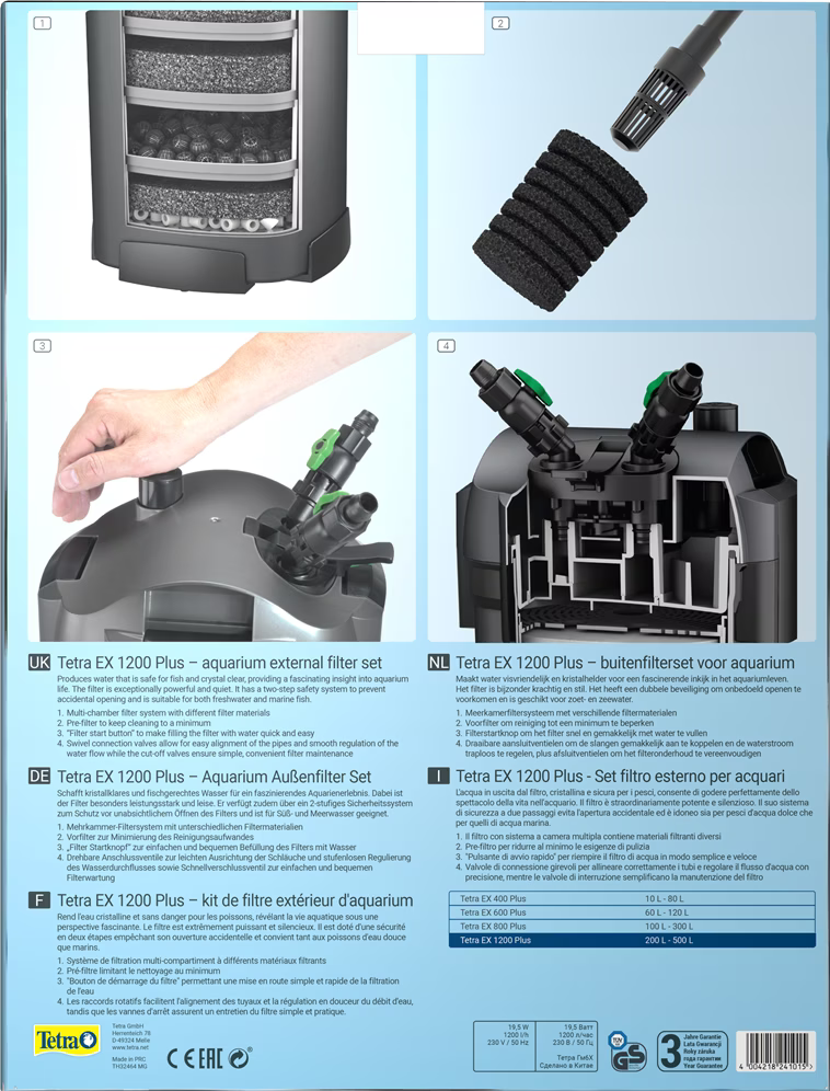 Tetra EX 1200 Plus (500 l, Filtres externes, Eau douce), Aquarium : filtres