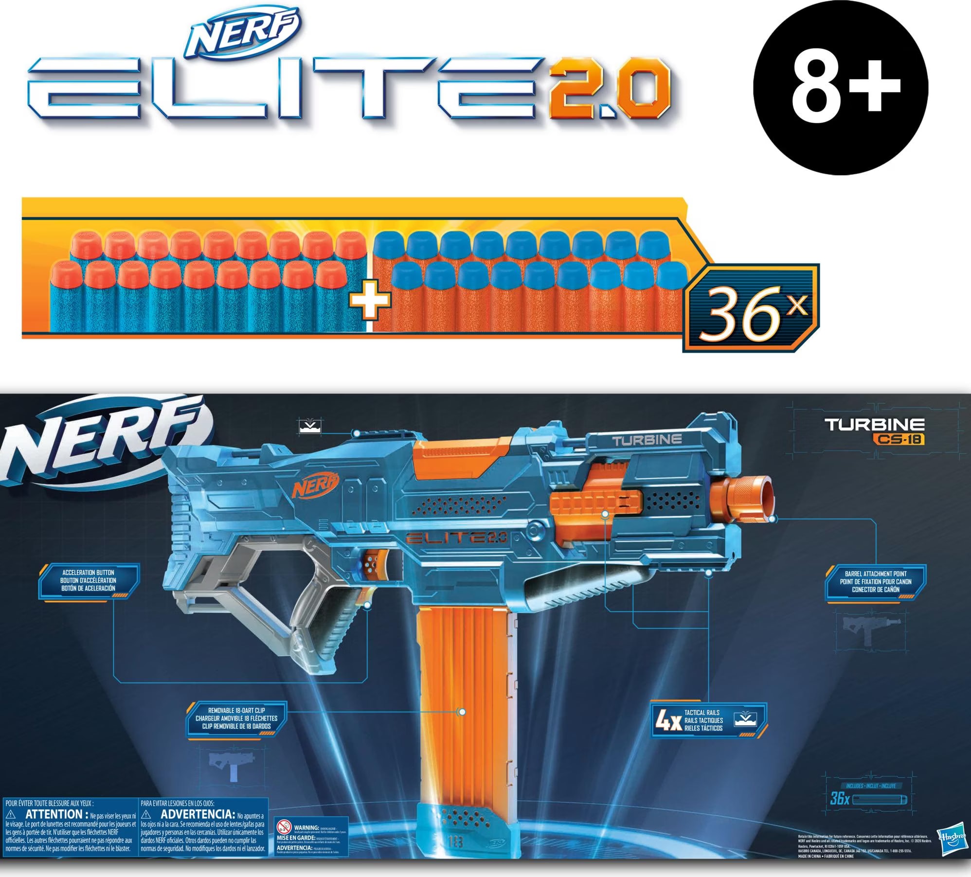 【最終値下げ】NERF ELITE2.0TURBINE CS-18&ECHO Nerf Elite 2.0 Turbine CS-18 Motorized Blaster, 36 Nerf