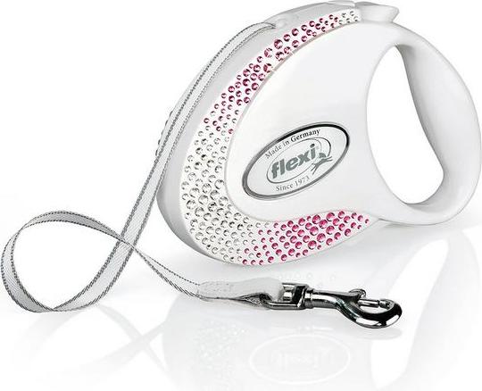 Meilleurs prix pour Flexi Glam Splash Pink with Swarovski crystals M - Laisse rtractable pour chien - 5 m - Blanc (M, Chien, Gnral), Collier + laisse