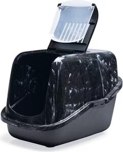 Maison de toilette Savic Nestor Marble pour chat - noir / blanc marbré