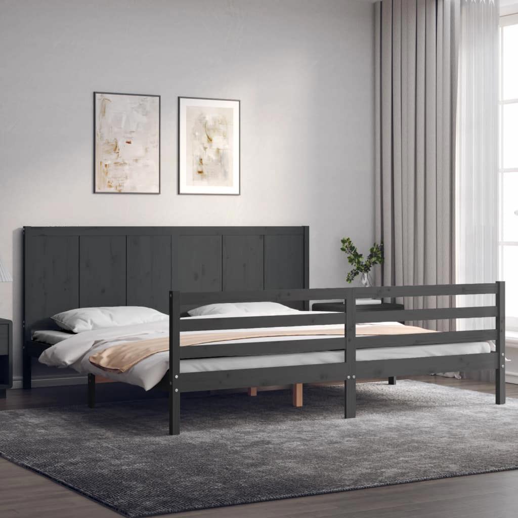VidaXL Massivholzbett mit Kopfteil Grau 200x200 cm (200 x 200 cm) Galaxus