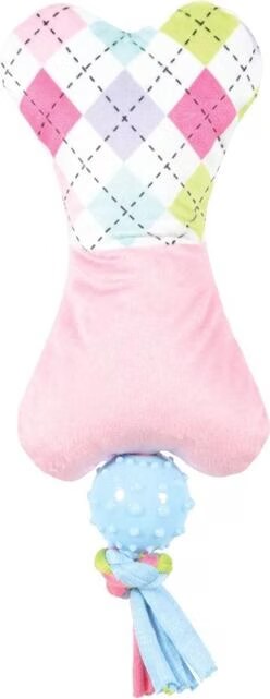 Jouet d'éveil os en peluche avec balle sonore pour chiot