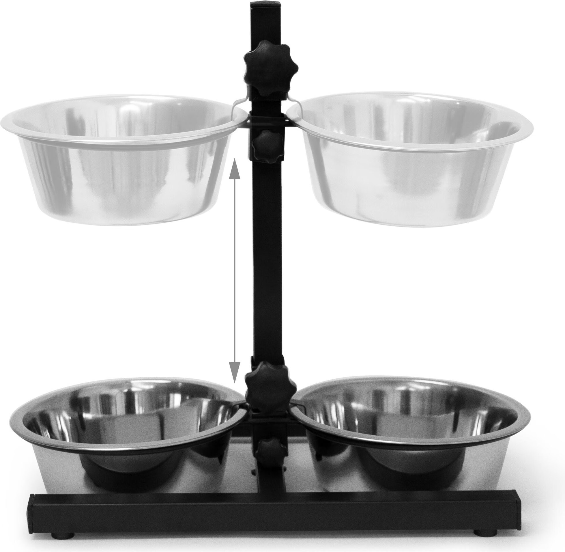 Relaxdays Gamelles pour chiens, 1,6 l, acier inoxydable, HLP 42 x 46 x 27 cm, hauteur réglable, antidérapant, argenté