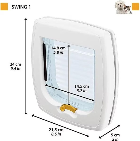 Ferplast Swing 1 grey - Porte pour chien et porte pour chat - 21 5 x 5 x 24cm (Chatire manuelle), Chatire + filet pour chat
