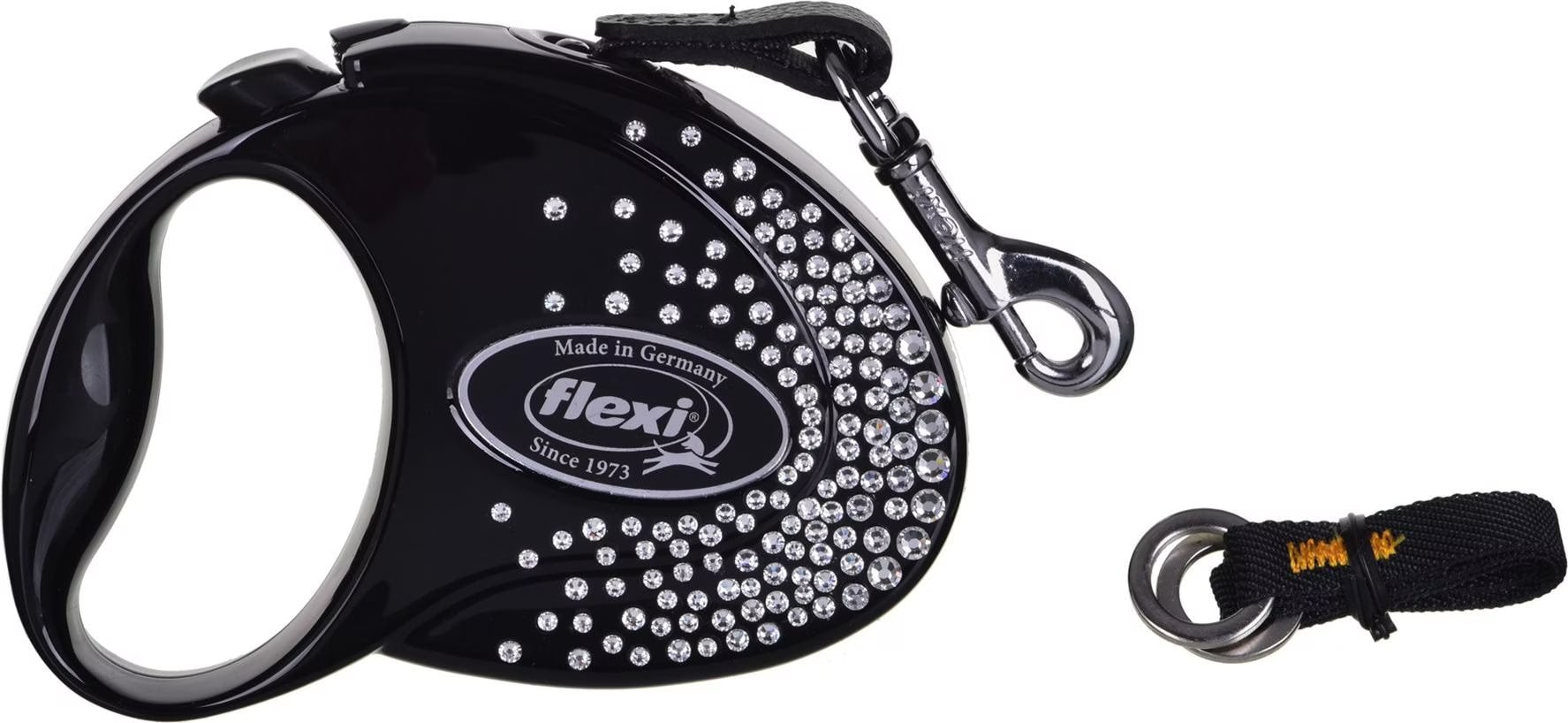 Flexi Glam Splash Crystal with Swarovski crystals S - Laisse rtractable pour chien - 3 m - Noir (S, Chien, Promenade), Collier + laisse