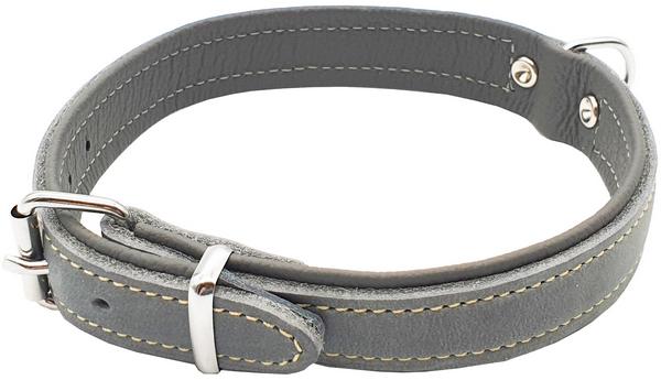Colly Weichleder-Halsband Leder gefüttert genietet 30cm 12mm grau/grau Galaxus