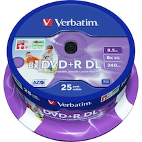 Verbatim DVD+R, doppio strato, 8x, 8,5GB, 25 mandrini (25 x)