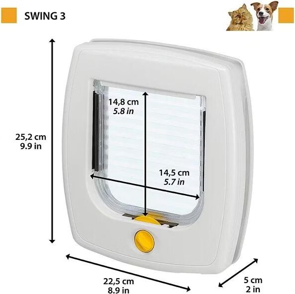 Ferplast Swing 3 grey - Porte pour chien et porte pour chat - 22 5 x 5 x 25 2cm (Chatire manuelle), Chatire + filet pour chat