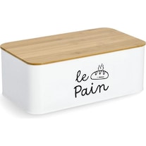 Zeller Present Le Pain" bread bin, metal/bamboo, white