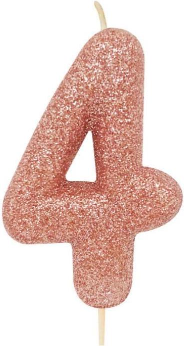 Creative Party Rose Gold Kerze Nummer 4 mit Glitter Galaxus