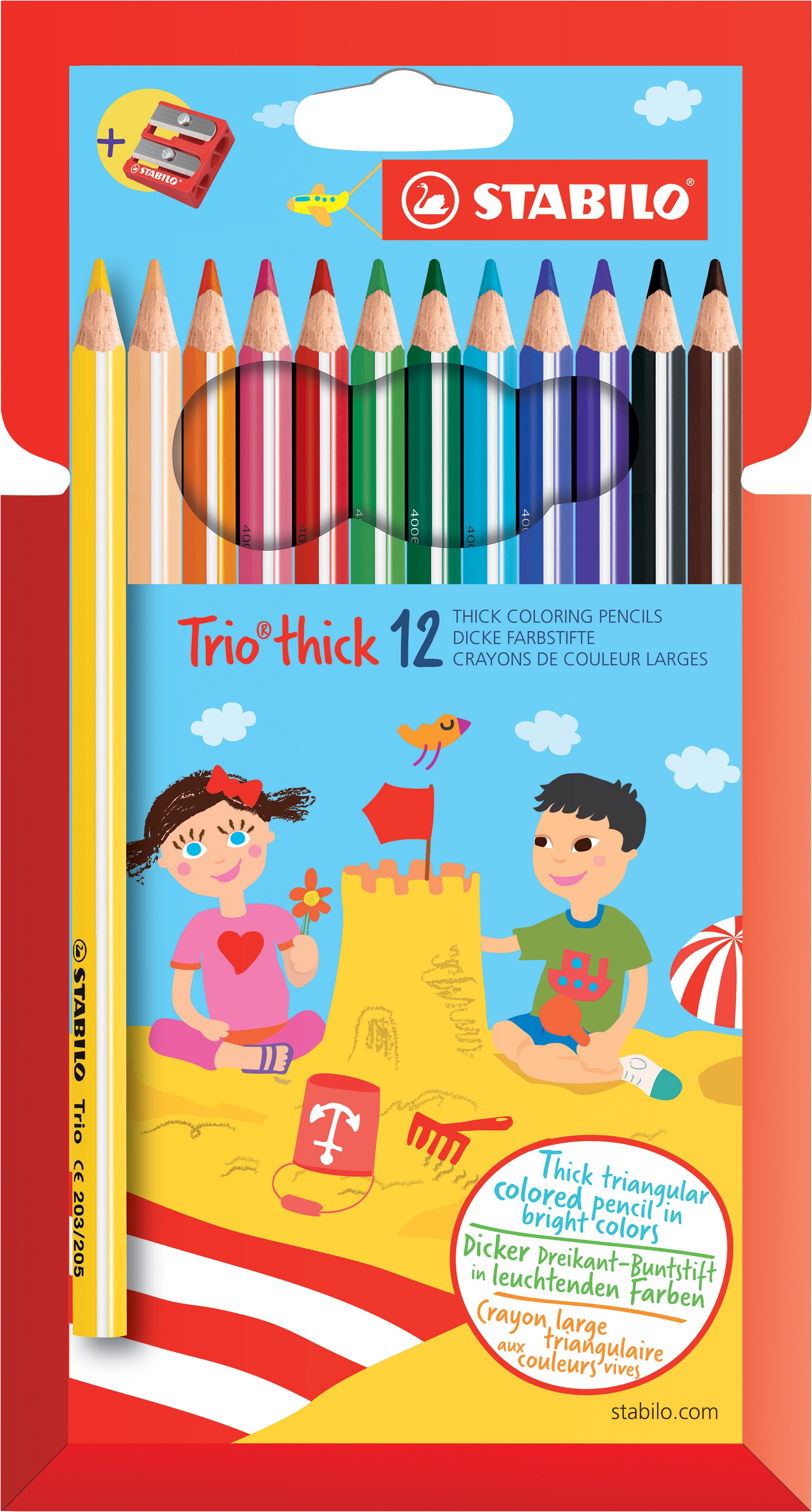 STABILO Trio dick Dreikant-Buntstift mit Spitzer (Multicolor) Galaxus