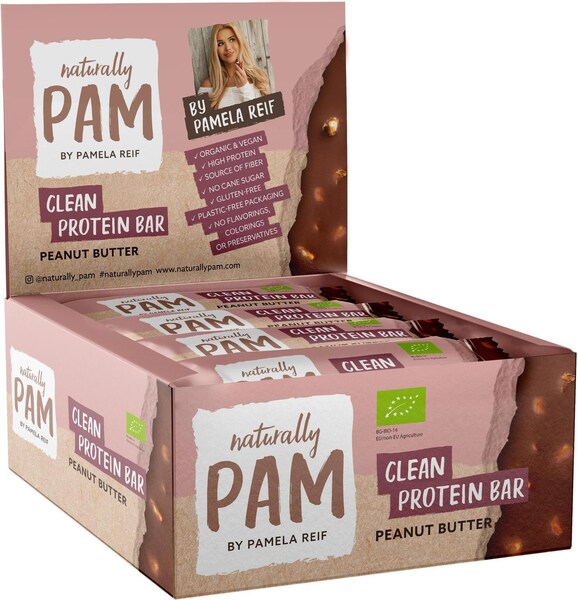 Naturally Pam Clean Protein Bar PEANUT BUTTER by Pamela Reif Box