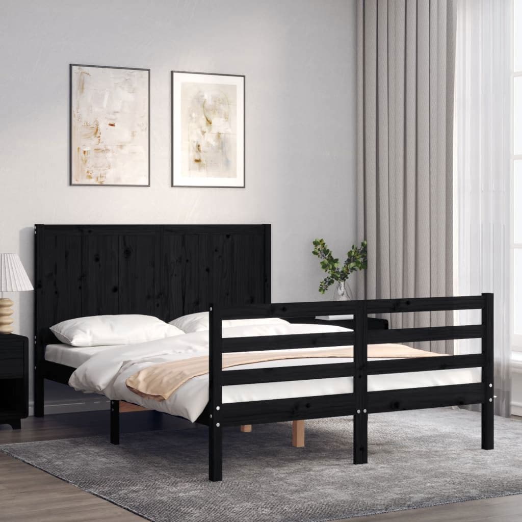 VidaXL Massivholzbett mit Kopfteil Schwarz 140x200 cm (140 x 200 cm) Galaxus