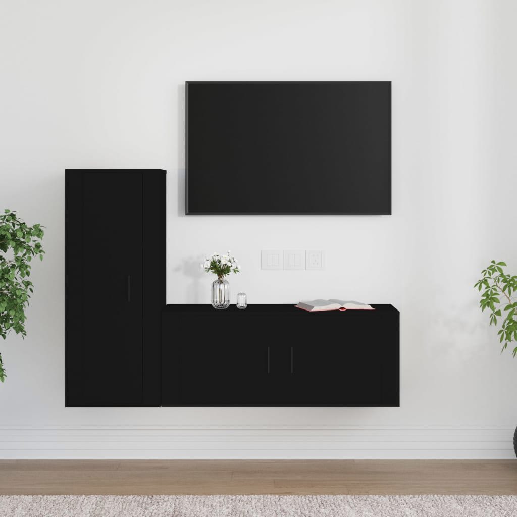 VidaXL 2-tlg. TV-Schrank-Set Schwarz Holzwerkstoff Galaxus