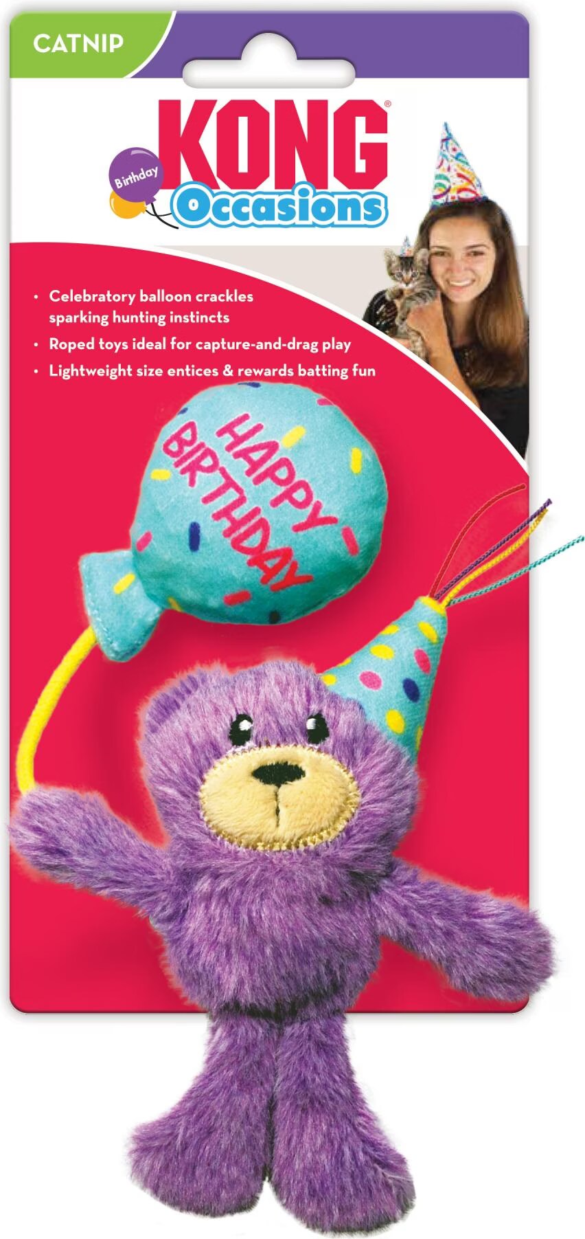 KONG Cat Occasions Birthday Teddy - (KONGCRCC5E) (Jouets en peluche), Jouets pour chat