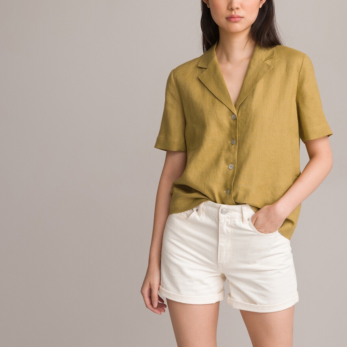 La Redoute Collections Bluse aus Leinen mit Reverskragen und kurzen Ärmeln (34) Galaxus UB10875