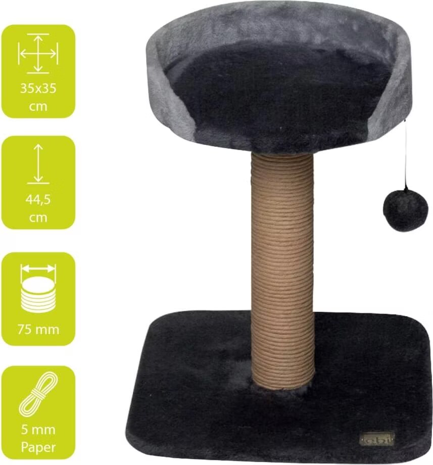 Ebi Arbre à chat Grove 35x35x44,5 cm Noir et gris