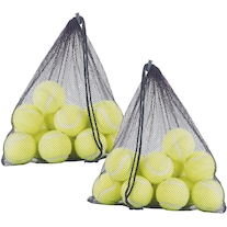 Speeron Set of 24 tennis balls, 65 mm for advanced players, yellow, with stretcher net