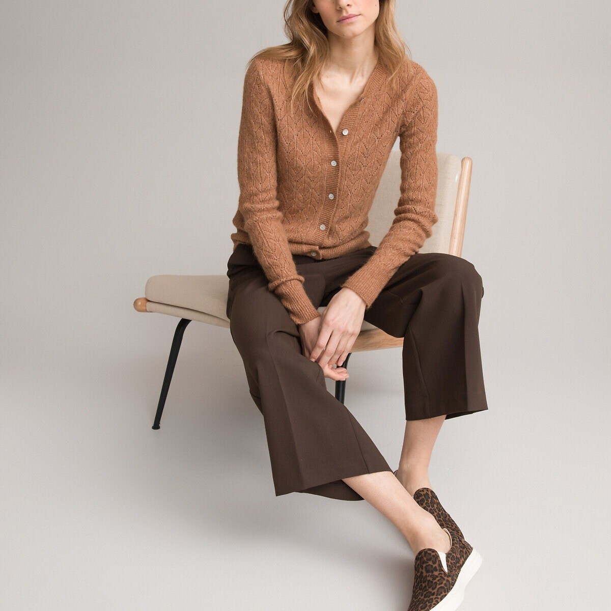 La Redoute Collections Strickjacke mit Rundhals und Lochmuster (L) Galaxus UB10326