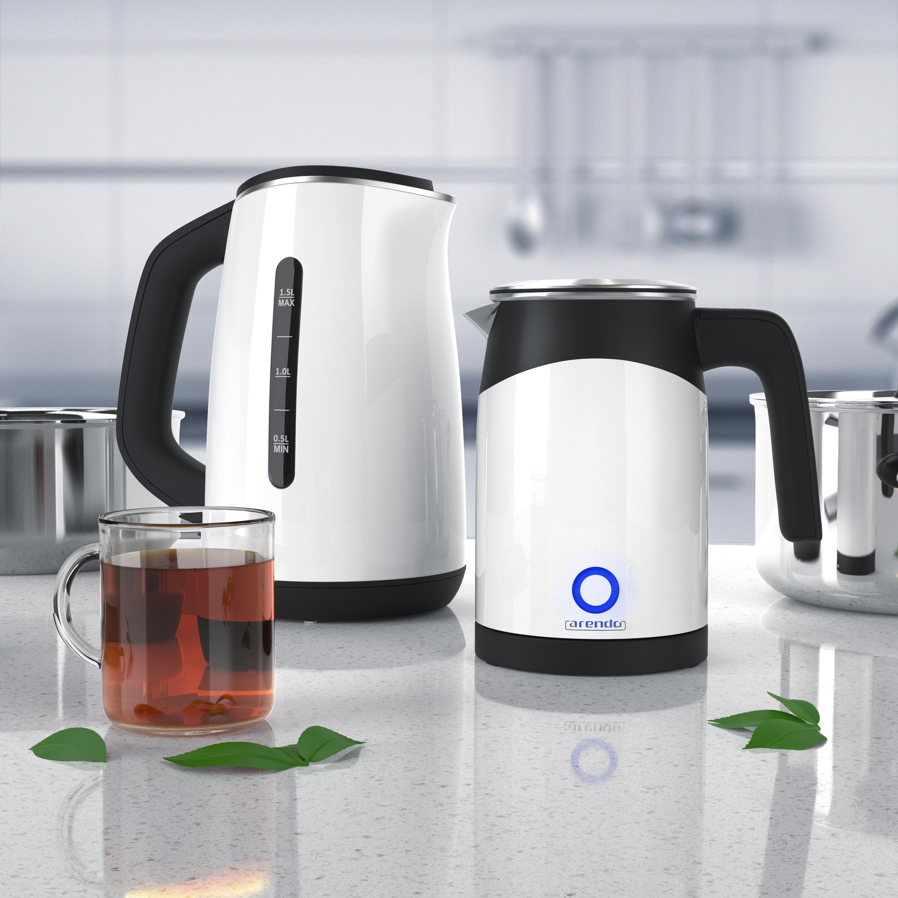 Arendo Kettle 0.5 l 1100 W stainless steel Single travel kettle Mini temperature setting white 0.50 l Galaxus
