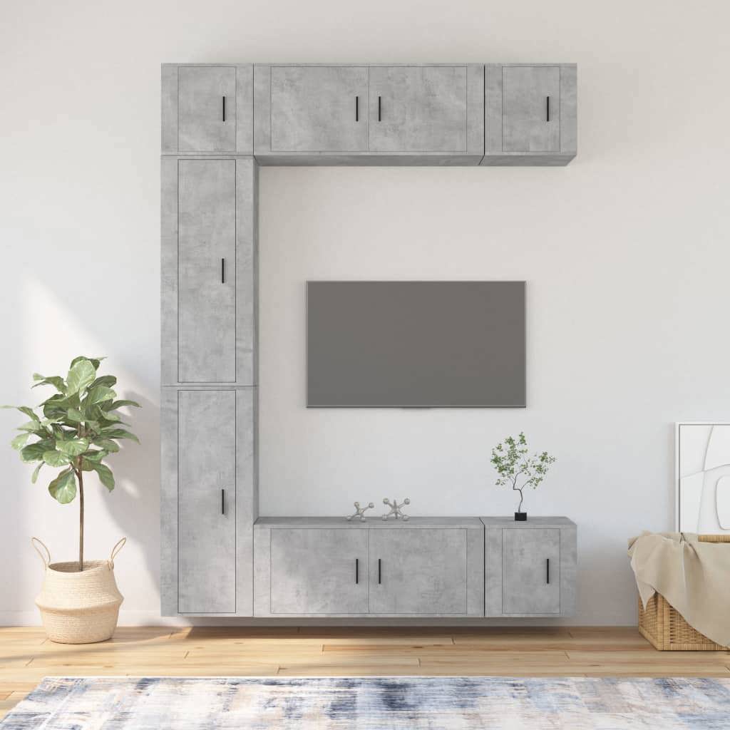 VidaXL 7-tlg. TV-Schrank-Set Betongrau Holzwerkstoff Galaxus
