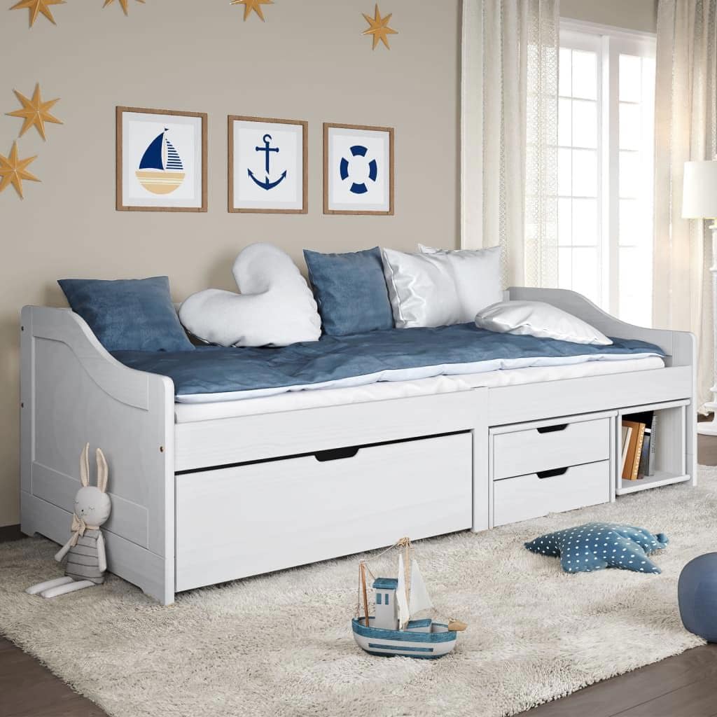 VidaXL Tagesbett mit 3 Schubladen IRUN Weiß 90x200cm Massivholz Kiefer (90 x 200 cm) Galaxus