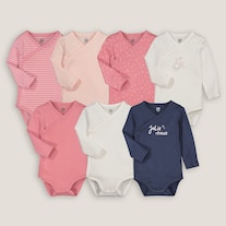 La Redoute Collections 7-pack wrap-around bodysuits with long sleeves