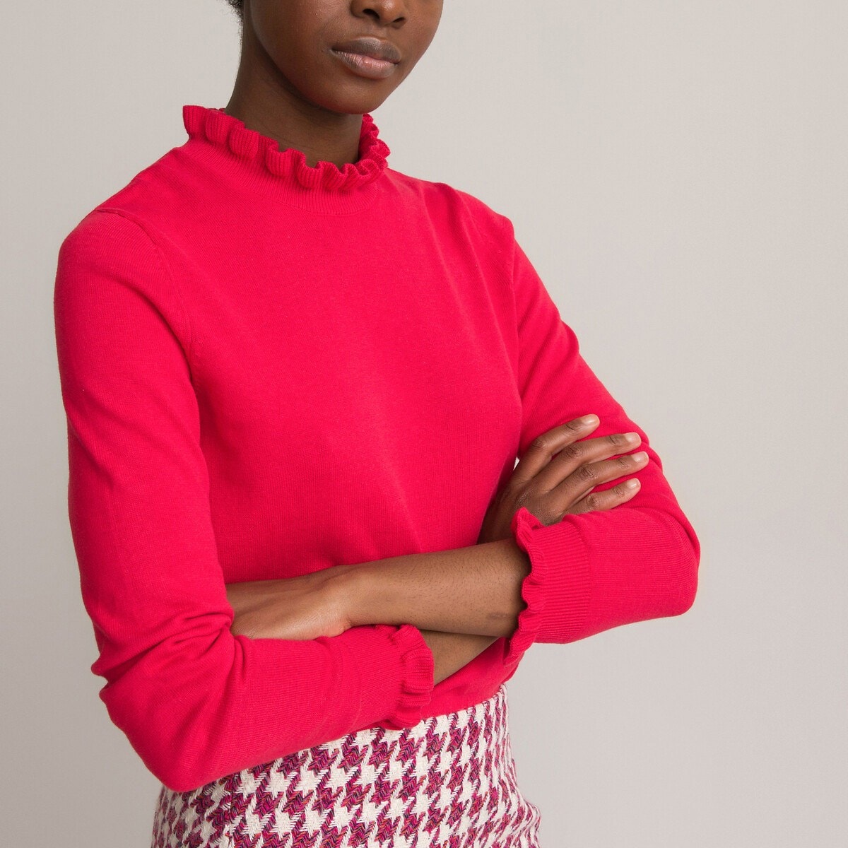 La Redoute Collections Pullover mit gerüschtem Stehkragen und langen Ärmeln (L) Galaxus